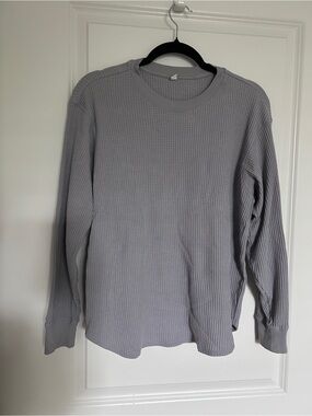 Uniqlo Long-Sleeve Waffle Knit Crewneck Shirt - lavender